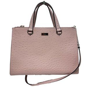Kate Spade Bristol Drive Ostrich Triple Compartment Leather Satchel Light Pink